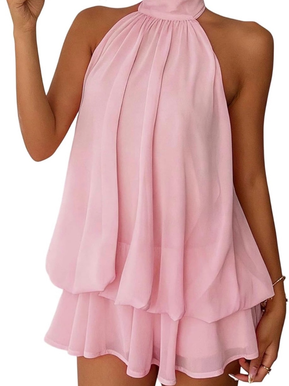 ON SALE!!! Pink Halter Chiffon Party Dress